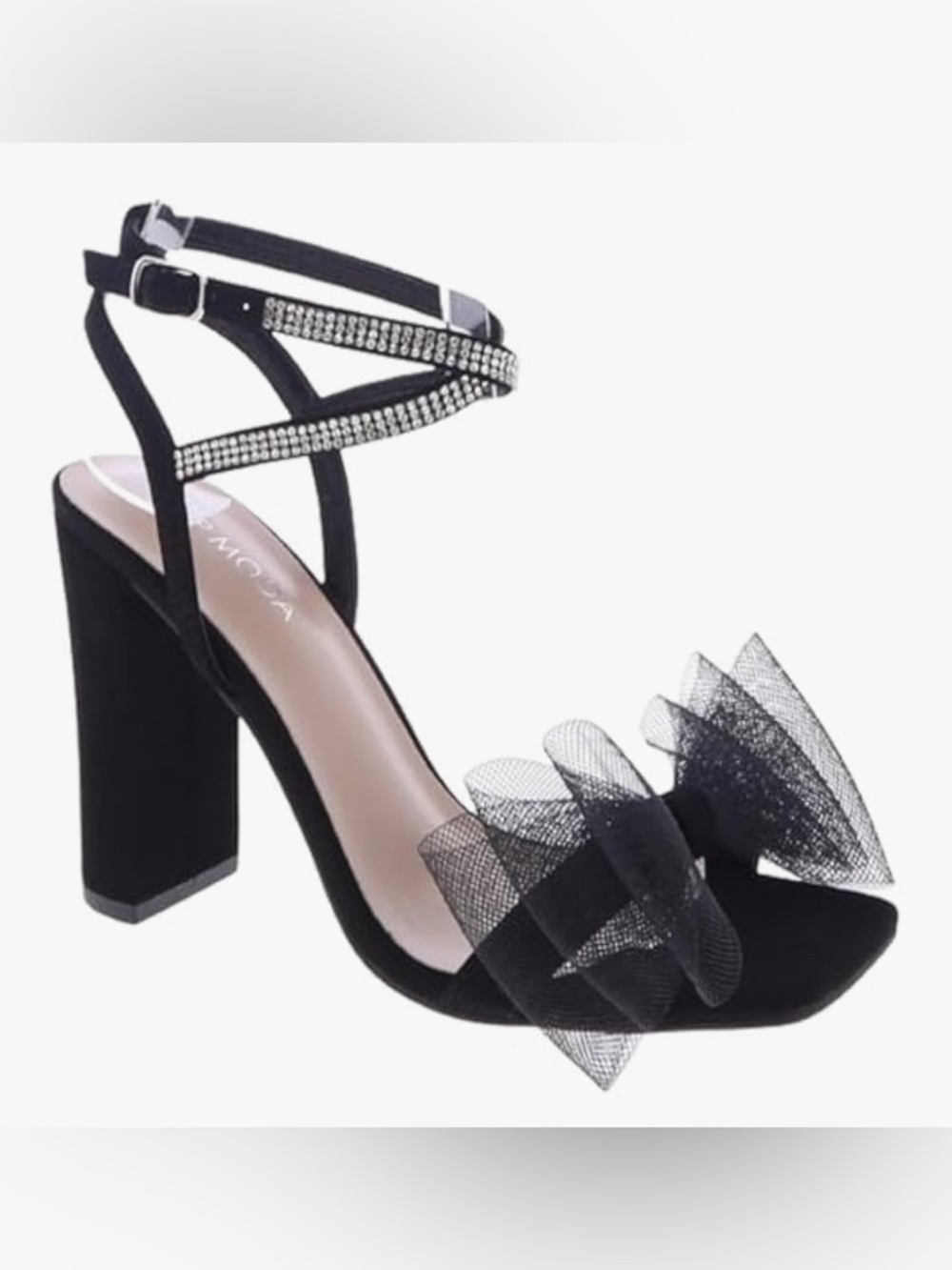 Top Moda Rhinestone Bow Heels